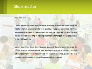 A Group Of People Sitting Around A Table With Papers PowerPoint Template