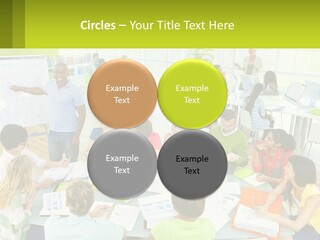 A Group Of People Sitting Around A Table With Papers PowerPoint Template