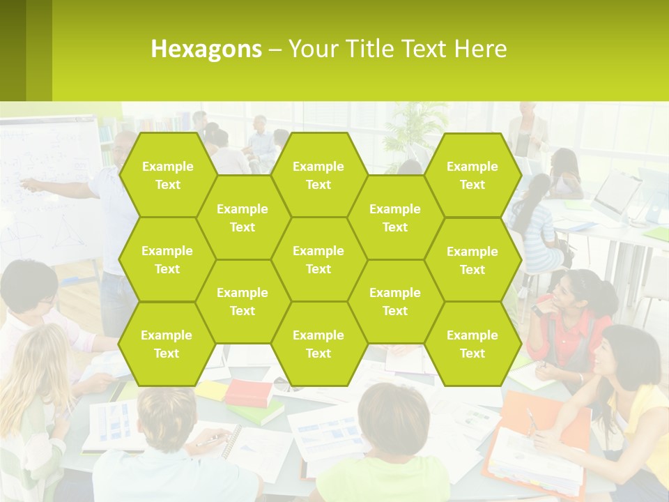 A Group Of People Sitting Around A Table With Papers PowerPoint Template