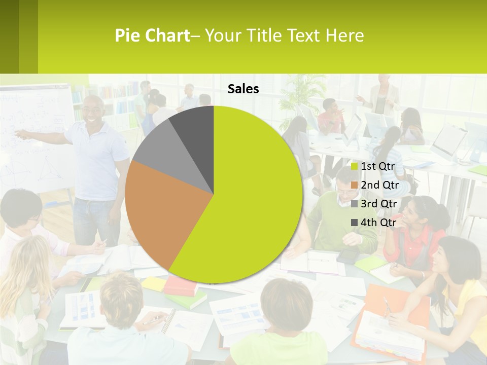 A Group Of People Sitting Around A Table With Papers PowerPoint Template