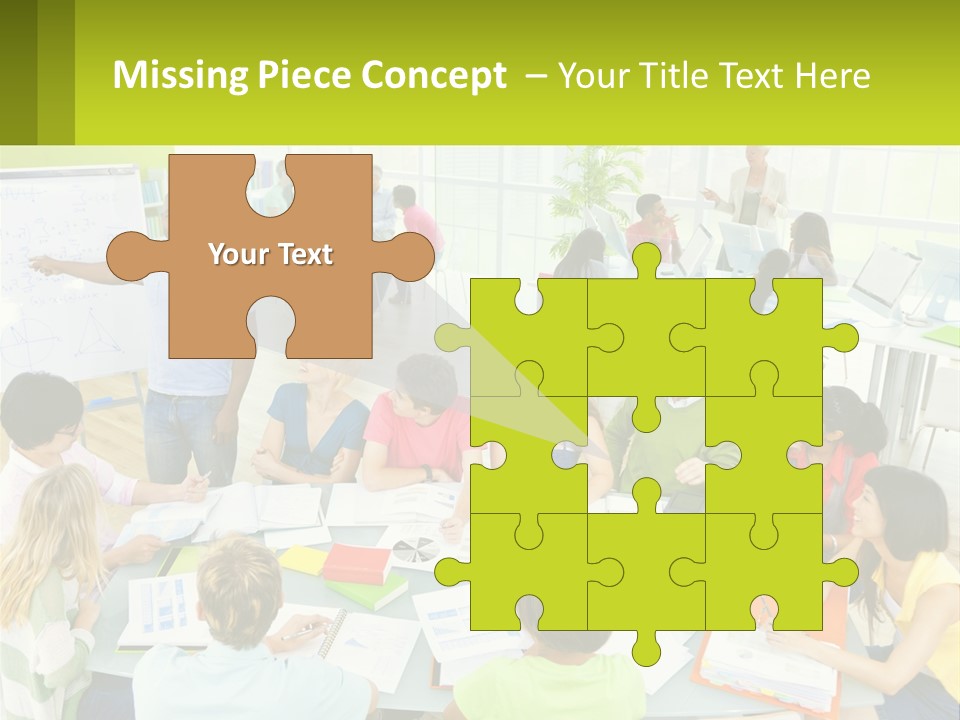 A Group Of People Sitting Around A Table With Papers PowerPoint Template