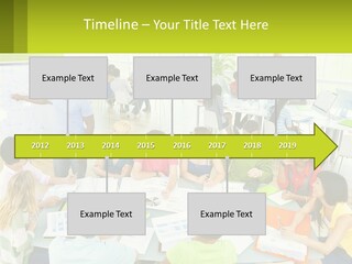 A Group Of People Sitting Around A Table With Papers PowerPoint Template