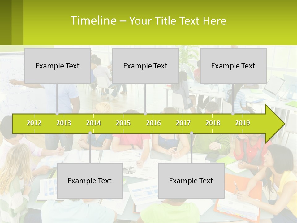 A Group Of People Sitting Around A Table With Papers PowerPoint Template