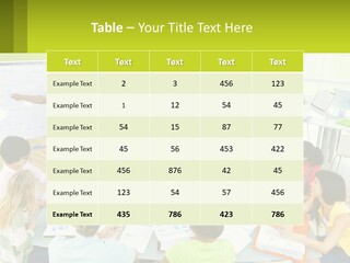 A Group Of People Sitting Around A Table With Papers PowerPoint Template