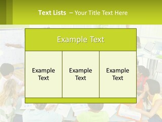 A Group Of People Sitting Around A Table With Papers PowerPoint Template