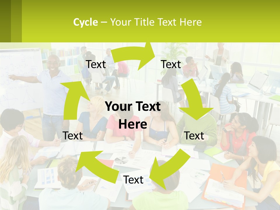 A Group Of People Sitting Around A Table With Papers PowerPoint Template