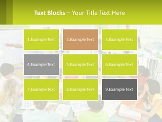 A Group Of People Sitting Around A Table With Papers PowerPoint Template