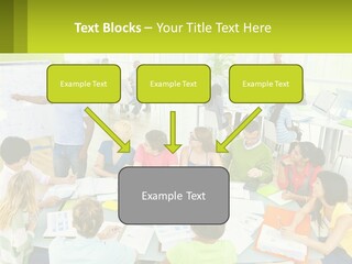 A Group Of People Sitting Around A Table With Papers PowerPoint Template