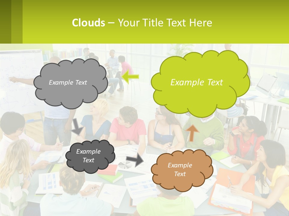 A Group Of People Sitting Around A Table With Papers PowerPoint Template