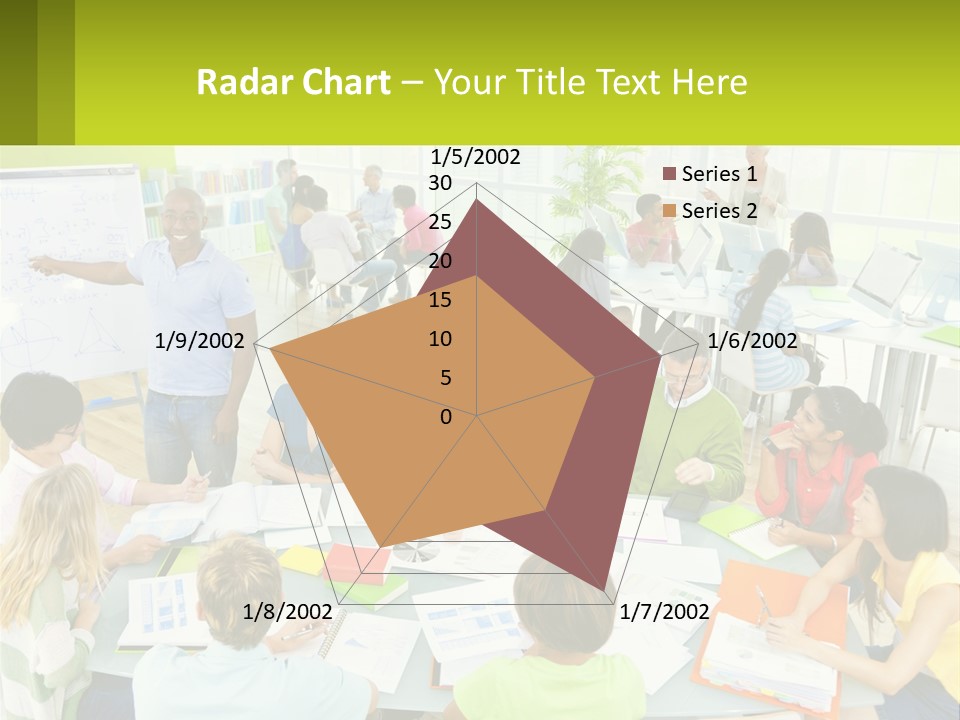 A Group Of People Sitting Around A Table With Papers PowerPoint Template