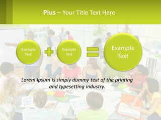 A Group Of People Sitting Around A Table With Papers PowerPoint Template
