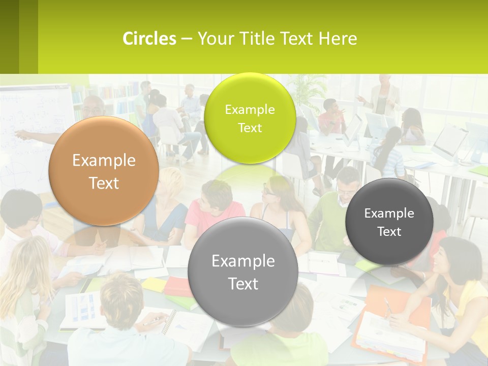 A Group Of People Sitting Around A Table With Papers PowerPoint Template