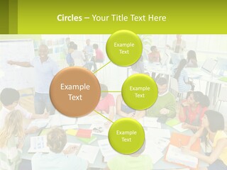 A Group Of People Sitting Around A Table With Papers PowerPoint Template