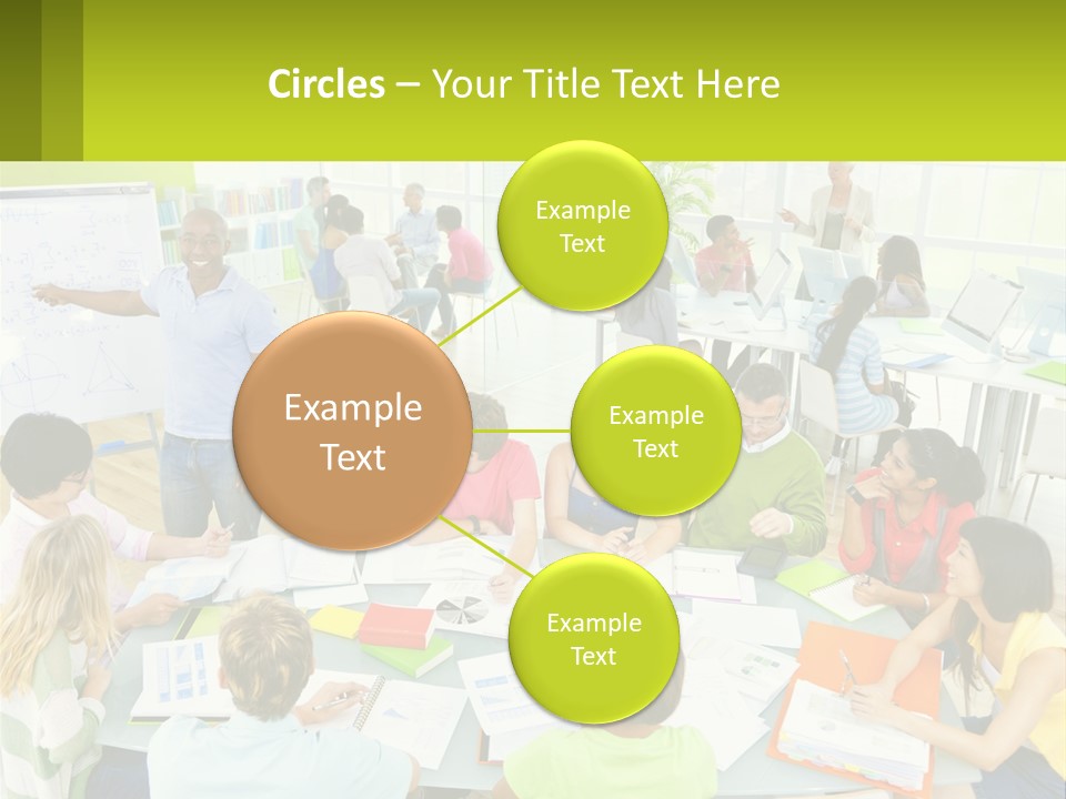 A Group Of People Sitting Around A Table With Papers PowerPoint Template