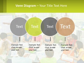 A Group Of People Sitting Around A Table With Papers PowerPoint Template