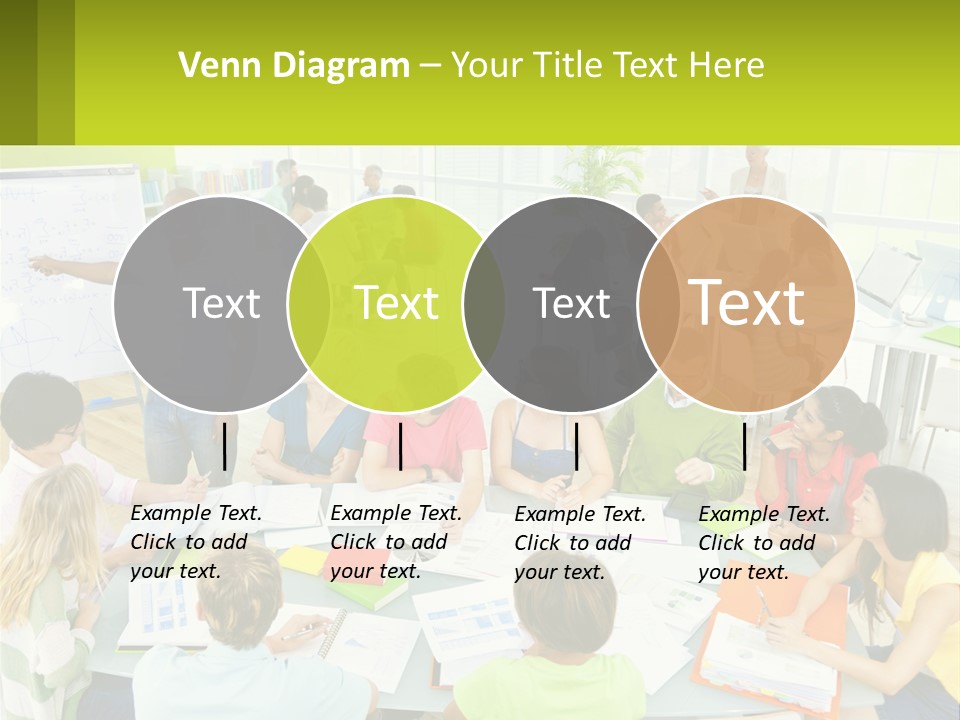 A Group Of People Sitting Around A Table With Papers PowerPoint Template