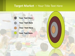 A Group Of People Sitting Around A Table With Papers PowerPoint Template