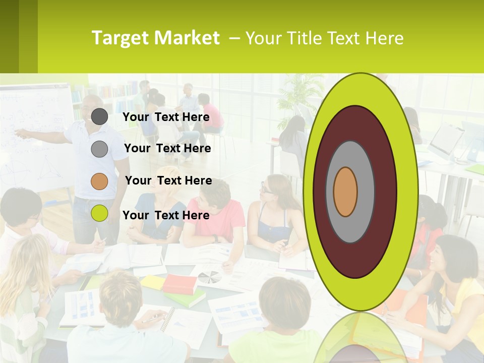 A Group Of People Sitting Around A Table With Papers PowerPoint Template