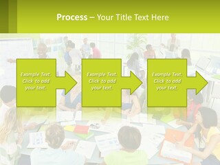 A Group Of People Sitting Around A Table With Papers PowerPoint Template