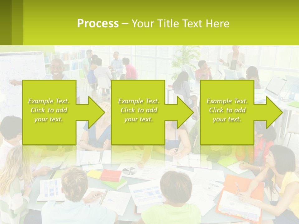 A Group Of People Sitting Around A Table With Papers PowerPoint Template