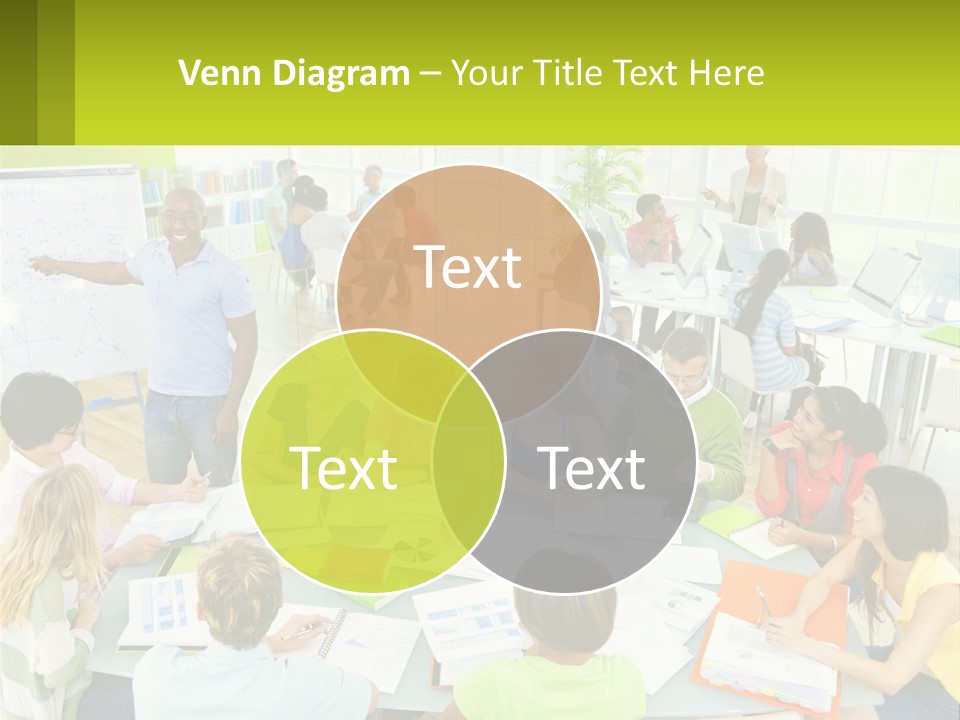 A Group Of People Sitting Around A Table With Papers PowerPoint Template