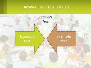 A Group Of People Sitting Around A Table With Papers PowerPoint Template