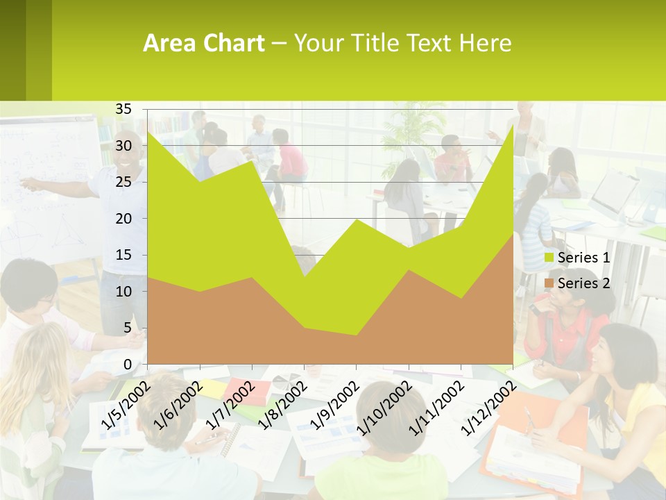 A Group Of People Sitting Around A Table With Papers PowerPoint Template
