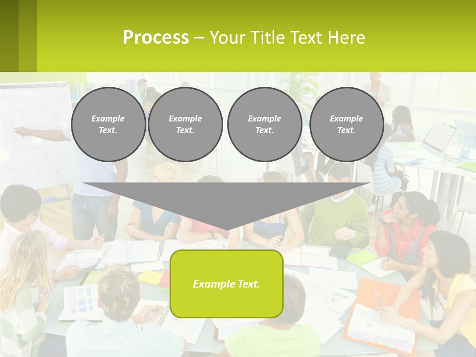 A Group Of People Sitting Around A Table With Papers PowerPoint Template