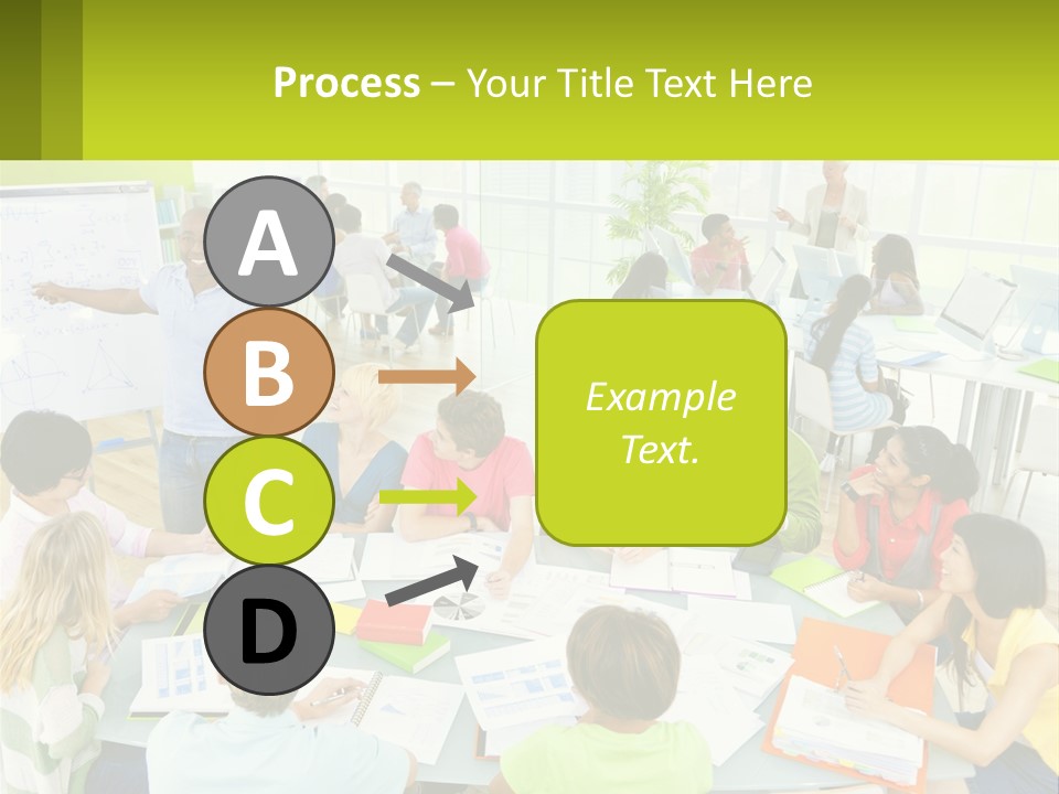 A Group Of People Sitting Around A Table With Papers PowerPoint Template