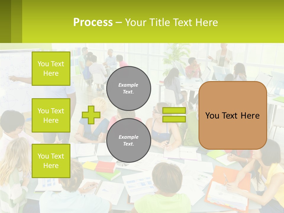 A Group Of People Sitting Around A Table With Papers PowerPoint Template