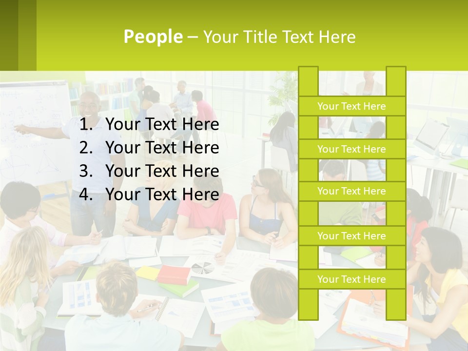 A Group Of People Sitting Around A Table With Papers PowerPoint Template