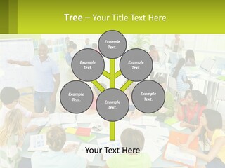 A Group Of People Sitting Around A Table With Papers PowerPoint Template