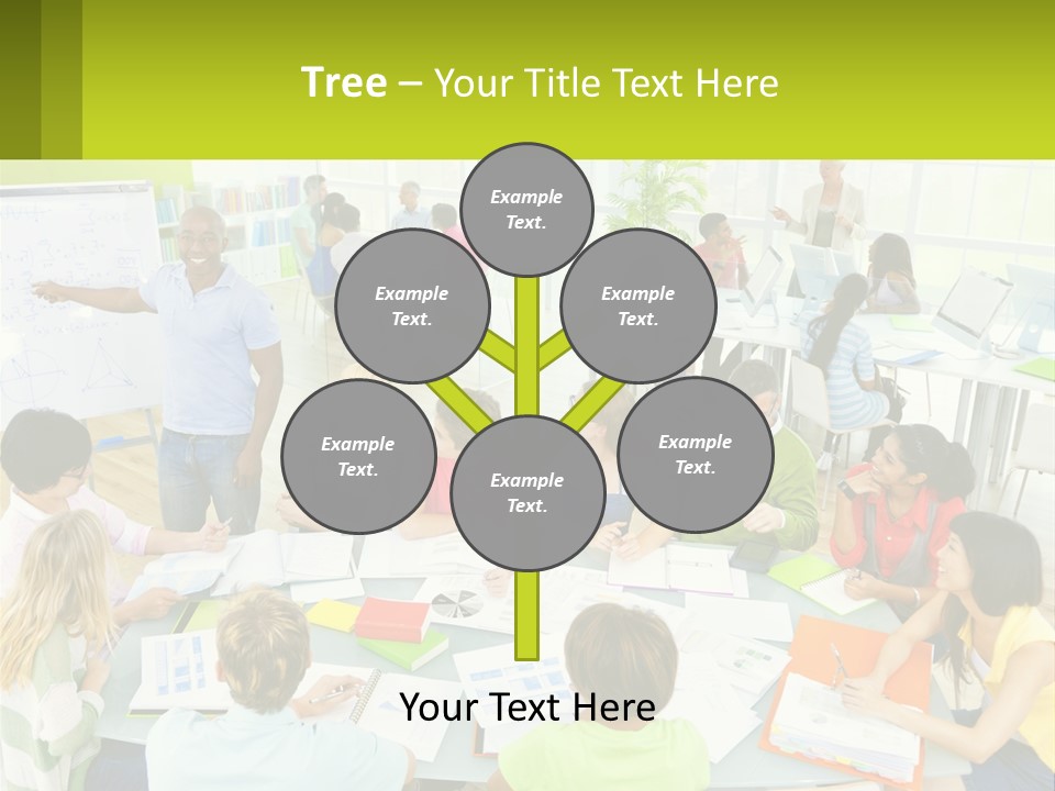 A Group Of People Sitting Around A Table With Papers PowerPoint Template