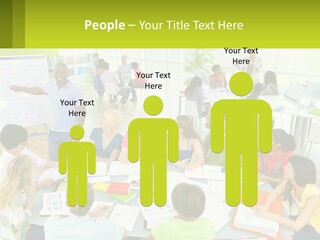 A Group Of People Sitting Around A Table With Papers PowerPoint Template