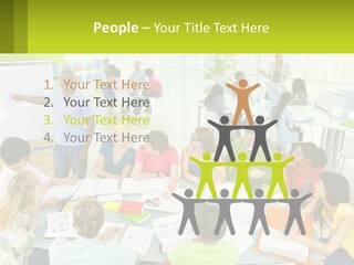 A Group Of People Sitting Around A Table With Papers PowerPoint Template