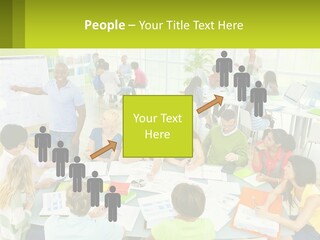 A Group Of People Sitting Around A Table With Papers PowerPoint Template