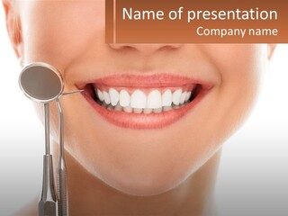 A Woman Holding A Toothbrush And A Dental Floss PowerPoint Template