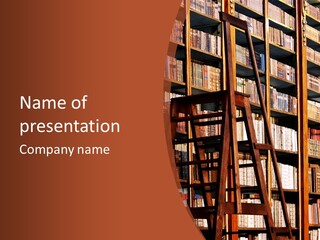A Book Shelf With Many Books On It PowerPoint Template