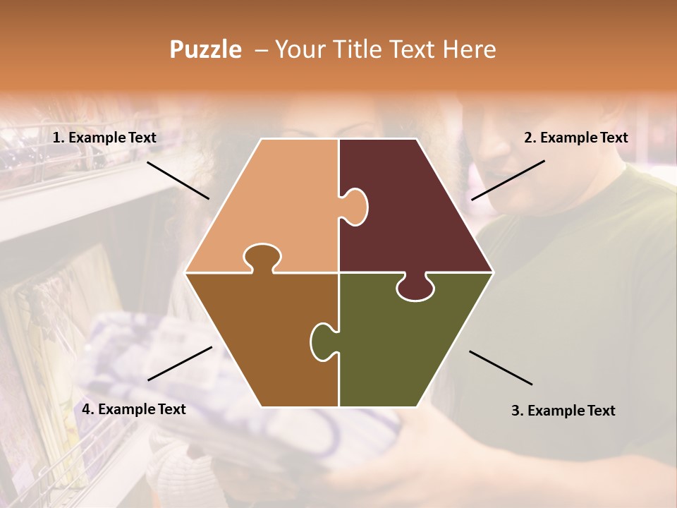 A Man And Woman Looking At A Package In A Store PowerPoint Template