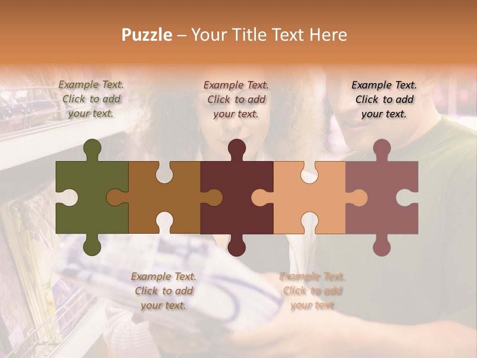 A Man And Woman Looking At A Package In A Store PowerPoint Template