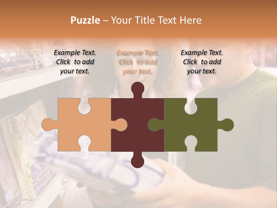 A Man And Woman Looking At A Package In A Store PowerPoint Template