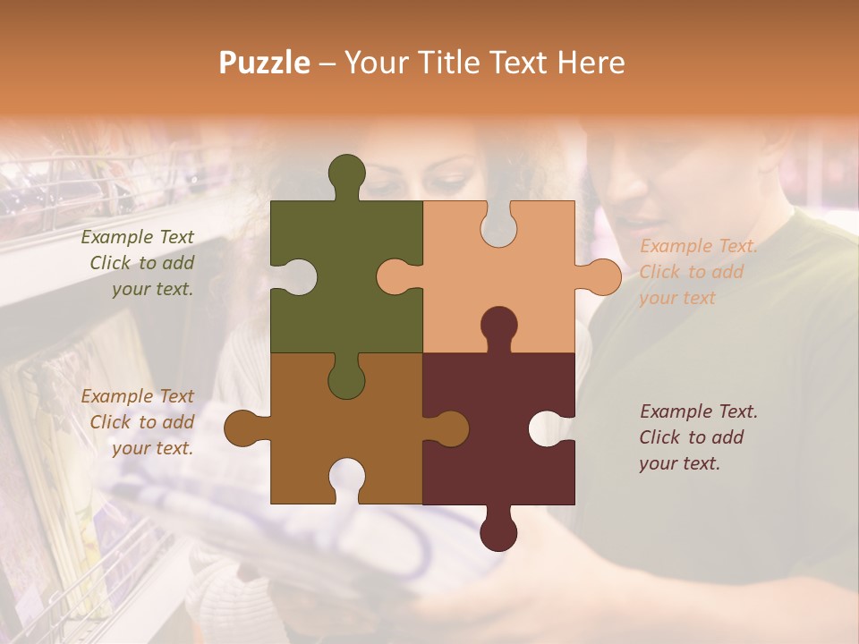 A Man And Woman Looking At A Package In A Store PowerPoint Template