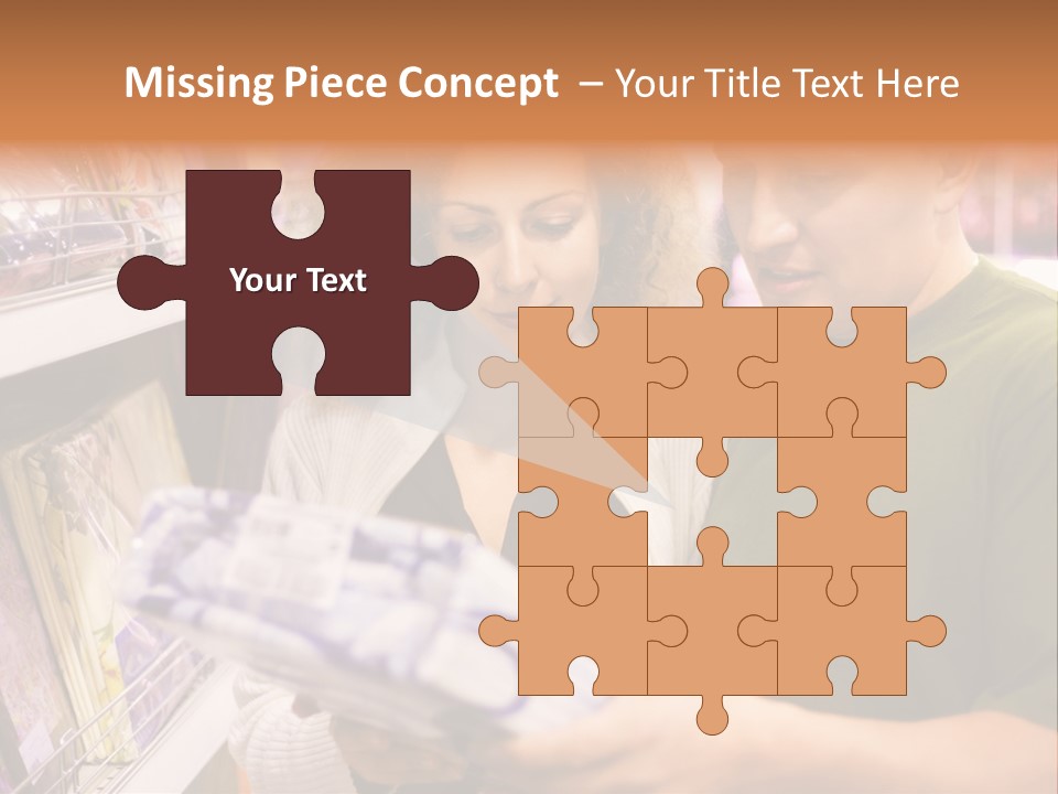 A Man And Woman Looking At A Package In A Store PowerPoint Template