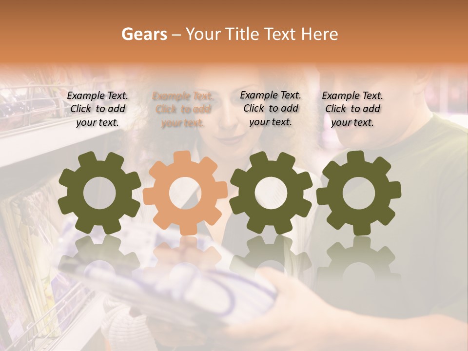 A Man And Woman Looking At A Package In A Store PowerPoint Template