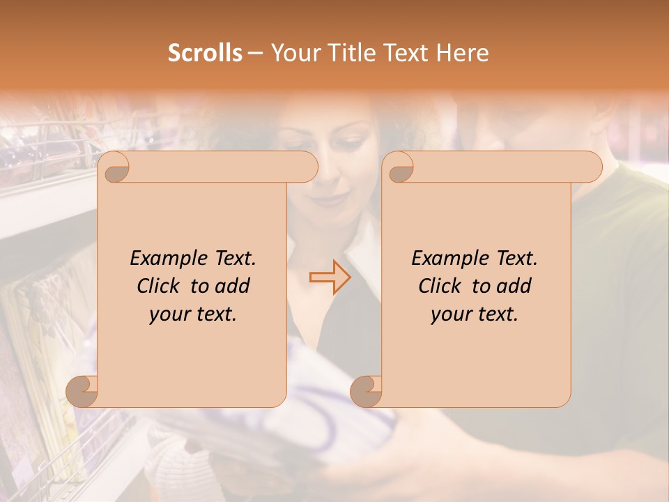 A Man And Woman Looking At A Package In A Store PowerPoint Template