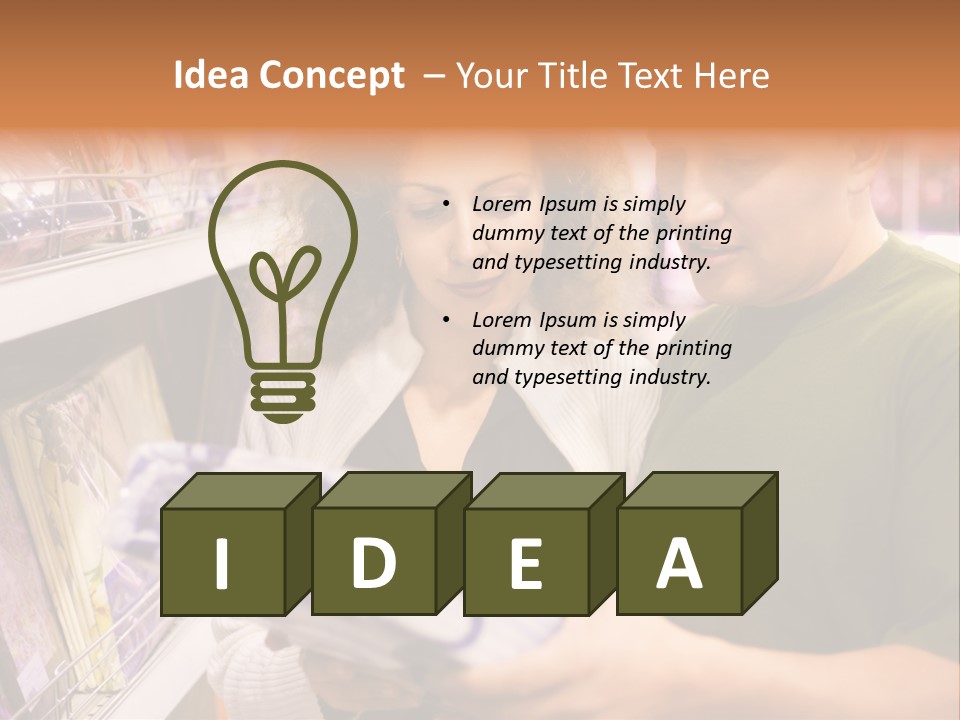 A Man And Woman Looking At A Package In A Store PowerPoint Template