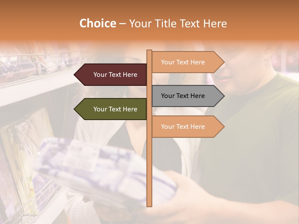 A Man And Woman Looking At A Package In A Store PowerPoint Template