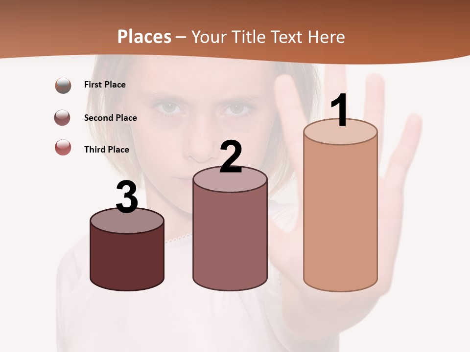 A Little Girl Is Making A Stop Sign With Her Hand PowerPoint Template