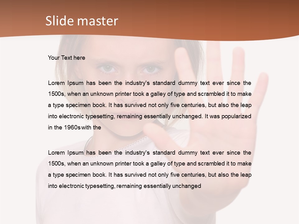 A Little Girl Is Making A Stop Sign With Her Hand PowerPoint Template