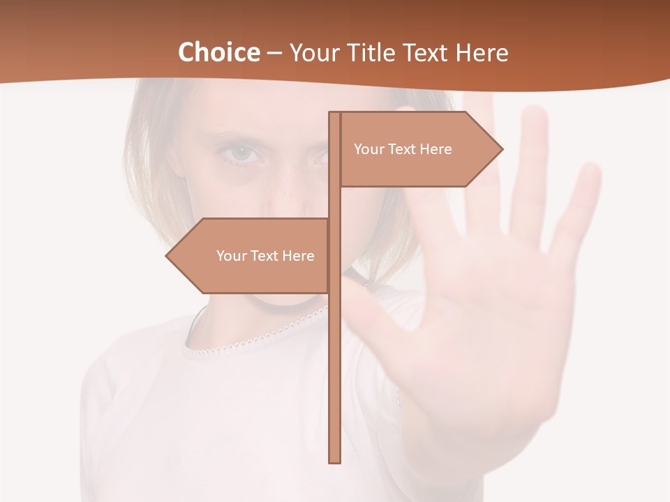 A Little Girl Is Making A Stop Sign With Her Hand PowerPoint Template
